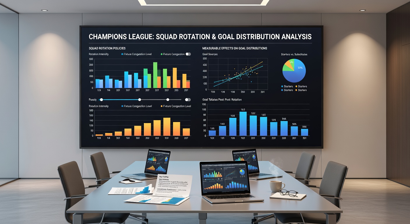 Statistical breakdown of goal distributions comparing rotated versus stable lineups in UEFA Champions League group matches