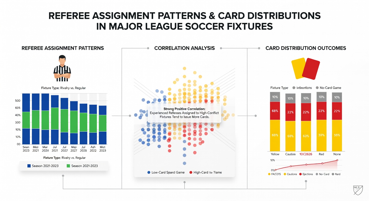 Chart displaying card distribution statistics by referee in MLS fixtures