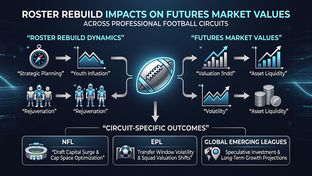 Futures betting market displays and odds boards reflecting roster changes in football leagues