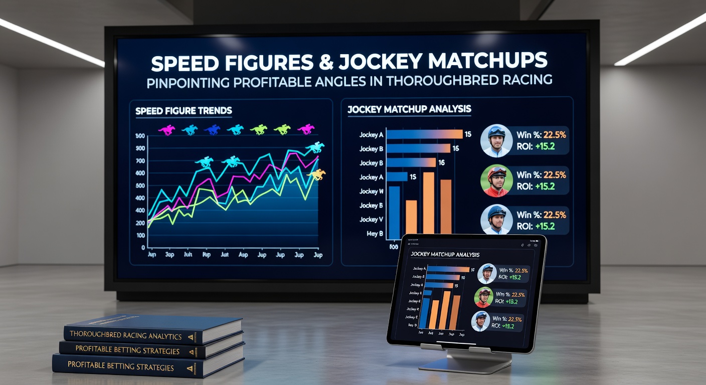 A thoroughbred horse racing at full speed on a dirt track, with a jockey leaning forward, illustrating the raw power captured in speed figures