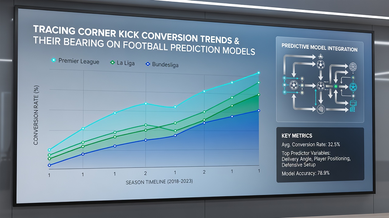 Comparison chart illustrating prediction model accuracy before and after inclusion of corner kick metrics