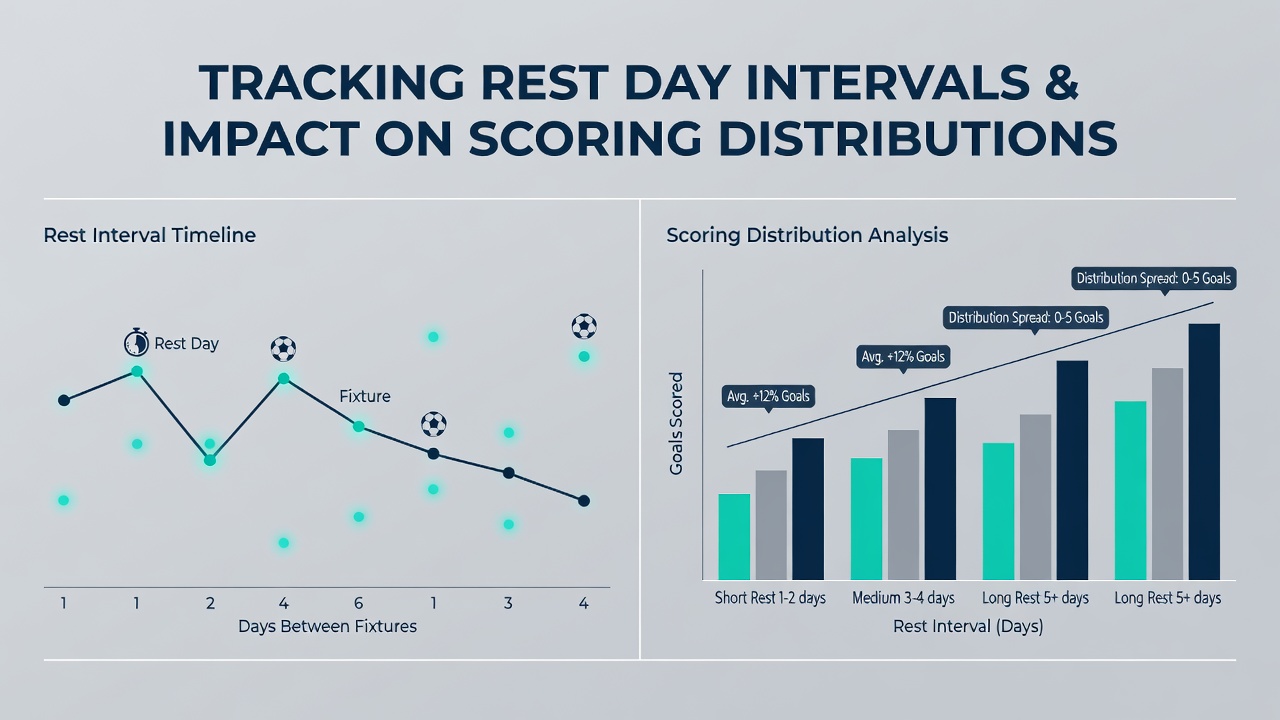 Chart comparing goal averages and shot volumes for squads with varying rest periods in top European leagues