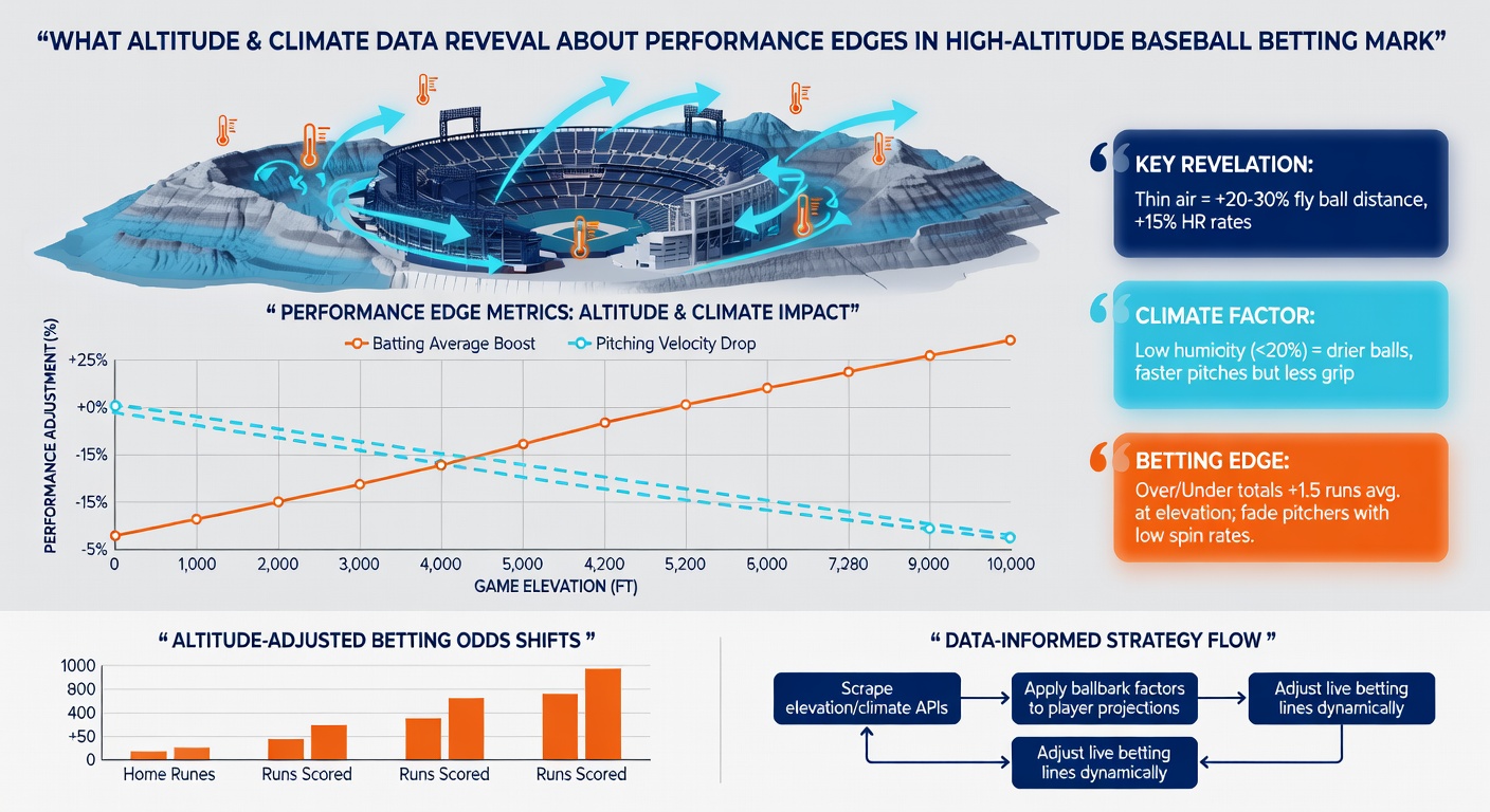 Weather instruments and baseball game action illustrating climate impact on high-elevation play